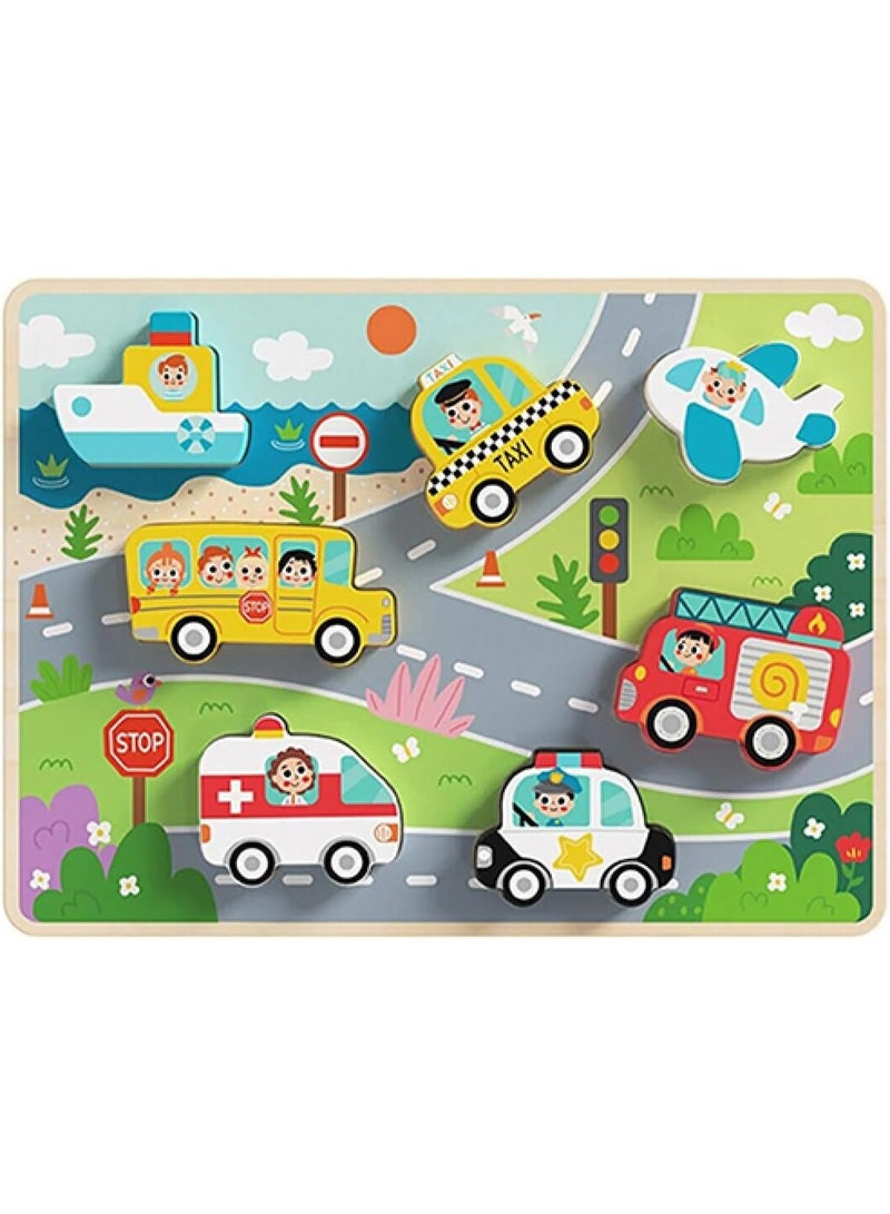 Tooky Toy Wooden Chunky Puzzle – Transportation - Image 2